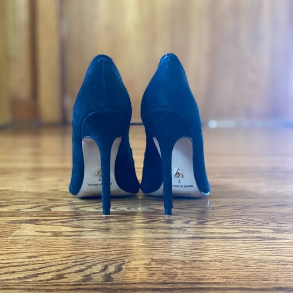 4" Black Suede Stilettos - Picture 3 of 4